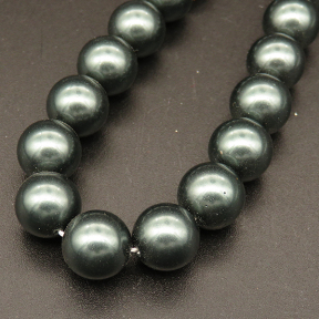 Shell Pearl Beads,Round,Dyed,Dark green,10mm,Hole:1mm,about 38pcs/strsnd,about 55g/strand,5 strands/package,15"(38cm),XBSP00550vbpb-L001