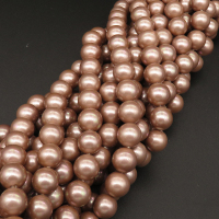 Shell Pearl Beads,Round,Dyed,Dark Pink,10mm,Hole:1mm,about 38pcs/strsnd,about 55g/strand,5 strands/package,15"(38cm),XBSP00553vbpb-L001