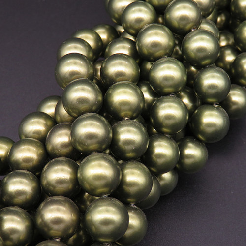 Shell Pearl Beads,Round,Dyed,Dark green,10mm,Hole:1mm,about 38pcs/strsnd,about 55g/strand,5 strands/package,15"(38cm),XBSP00556vbnb-L001