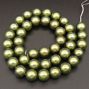 Shell Pearl Beads,Round,Dyed,Dark green,10mm,Hole:1mm,about 38pcs/strsnd,about 55g/strand,5 strands/package,15"(38cm),XBSP00556vbnb-L001