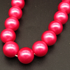 Shell Pearl Beads,Round,Dyed,Rose red,10mm,Hole:1mm,about 38pcs/strsnd,about 55g/strand,5 strands/package,15"(38cm),XBSP00559vbpb-L001