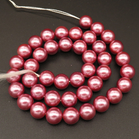 Shell Pearl Beads,Round,Dyed,Dark Pink,10mm,Hole:1mm,about 38pcs/strsnd,about 55g/strand,5 strands/package,15"(38cm),XBSP00571vbpb-L001