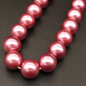 Shell Pearl Beads,Round,Dyed,Dark Pink,10mm,Hole:1mm,about 38pcs/strsnd,about 55g/strand,5 strands/package,15"(38cm),XBSP00571vbpb-L001