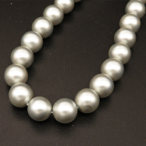 Shell Pearl Beads,Round,Frosted,Dyed,Grey,10mm,Hole:1mm,about 38pcs/strsnd,about 55g/strand,5 strands/package,15"(38cm),XBSP00574vbpb-L001