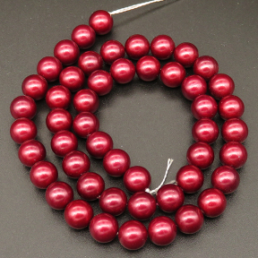Shell Pearl Beads,Round,Dyed,Wine red,8mm,Hole:1mm,about 48pcs/strsnd,about 36g/strand,5 strands/package,15"(38cm),XBSP00580bbov-L001