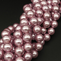 Shell Pearl Beads,Round,Dyed,Light purple,12mm,Hole:1mm,about 32pcs/strsnd,about 80g/strand,5 strands/package,15"(38cm),XBSP00589bhia-L001