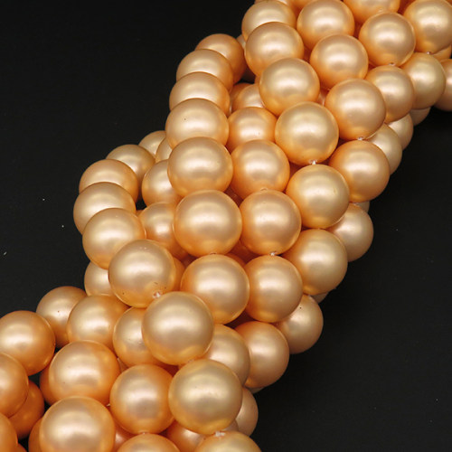 Shell Pearl Beads,Round,Dyed,Earth Yellow,12mm,Hole:1mm,about 32pcs/strsnd,about 80g/strand,5 strands/package,15"(38cm),XBSP00592bhia-L001