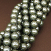Shell Pearl Beads,Round,Dyed,Dark green,10mm,Hole:1mm,about 38pcs/strsnd,about 55g/strand,5 strands/package,15"(38cm),XBSP00594vbpb-L001