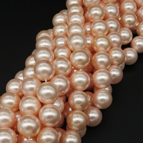 Shell Pearl Beads,Round,Dyed,Pink,12mm,Hole:1mm,about 32pcs/strsnd,about 80g/strand,5 strands/package,15"(38cm),XBSP00597bhia-L001