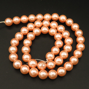 Shell Pearl Beads,Round,Dyed,Champagne orange,8mm,Hole:0.8mm,about 48pcs/strsnd,about 36g/strand,5 strands/package,15"(38cm),XBSP00600bbov-L001