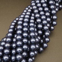 Shell Pearl Beads,Round,Dyed,Dark blue,8mm,Hole:1mm,about 48pcs/strsnd,about 36g/strand,5 strands/package,15"(38cm),XBSP00603bbov-L001