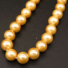 Shell Pearl Beads,Round,Dyed,Gold Yellow,6mm,Hole:0.8mm,about 63pcs/strsnd,about 22g/strand,5 strands/package,15"(38cm),XBSP00606vbnb-L001