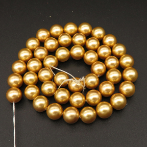 Shell Pearl Beads,Round,Dyed,Champagne yellow,8mm,Hole:1mm,about 48pcs/strsnd,about 36g/strand,5 strands/package,15"(38cm),XBSP00609bbov-L001
