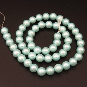 Shell Pearl Beads,Round,Dyed,Light blue,8mm,Hole:1mm,about 48pcs/strsnd,about 36g/strand,5 strands/package,15"(38cm),XBSP00612bbov-L001