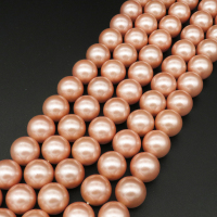 Shell Pearl Beads,Round,Dyed,Champagne pink,14mm,Hole:1mm,about 27pcs/strsnd,about 110g/strand,5 strands/package,15"(38cm),XBSP00615ahlv-L001