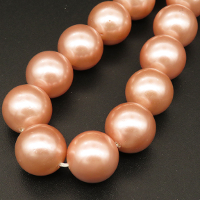 Shell Pearl Beads,Round,Dyed,Champagne pink,14mm,Hole:1mm,about 27pcs/strsnd,about 110g/strand,5 strands/package,15"(38cm),XBSP00615ahlv-L001
