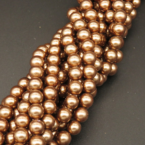 Shell Pearl Beads,Round,Dyed,Champagne,6mm,Hole:0.5mm,about 63pcs/strsnd,about 22g/strand,5 strands/package,15"(38cm),XBSP00618vbnb-L001