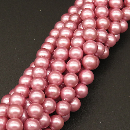 Shell Pearl Beads,Round,Dyed,Dark Pink,6mm,Hole:0.8mm,about 63pcs/strsnd,about 22g/strand,5 strands/package,15"(38cm),XBSP00621vbnb-L001