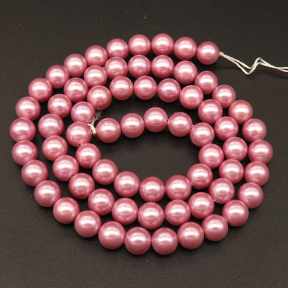 Shell Pearl Beads,Round,Dyed,Dark Pink,6mm,Hole:0.8mm,about 63pcs/strsnd,about 22g/strand,5 strands/package,15"(38cm),XBSP00621vbnb-L001
