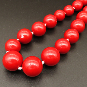 Shell Pearl Beads,Round,Sequence Beads,Dyed,Dark Red,8~16mm,Hole:1mm,about 32pcs/strsnd,about 85g/strand,5 strands/package,18"(45cm),XBSP00624aivb-L001