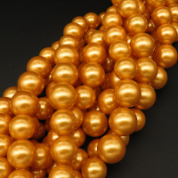 Shell Pearl Beads,Round,Sequence Beads,Dyed,Gold Yellow,8~16mm,Hole:1mm,about 35pcs/strsnd,about 87g/strand,5 strands/package,16"(40cm),XBSP00627aivb-L001