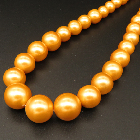 Shell Pearl Beads,Round,Sequence Beads,Dyed,Gold Yellow,8~16mm,Hole:1mm,about 35pcs/strsnd,about 87g/strand,5 strands/package,16"(40cm),XBSP00627aivb-L001
