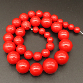 Shell Pearl Beads,Round,Sequence Beads,Dyed,Red,8~16mm,Hole:1mm,about 35pcs/strsnd,about 90g/strand,5 strands/package,16"(40cm),XBSP00630aivb-L001