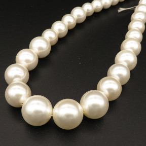Shell Pearl Beads,Round,Sequence Beads,Dyed,White,8~16mm,Hole:1mm,about 35pcs/strsnd,about 90g/strand,5 strands/package,16"(40cm),XBSP00633aivb-L001