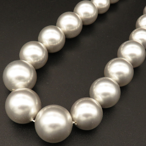 Shell Pearl Beads,Round,Sequence Beads,Dyed,Grey,8~16mm,Hole:1mm,about 35pcs/strsnd,about 93g/strand,5 strands/package,16"(40cm),XBSP00642aivb-L001