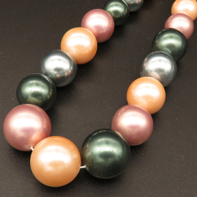 Shell Pearl Beads,Round,Sequence Beads,Dyed,Mixed color,8~16mm,Hole:1mm,about 35pcs/strsnd,about 86g/strand,5 strands/package,16"(40cm),XBSP00648aivb-L001