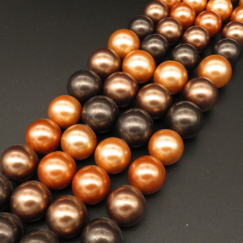 Shell Pearl Beads,Round,Sequence Beads,Dyed,Mixed color,8~16mm,Hole:1mm,about 35pcs/strsnd,about 91g/strand,5 strands/package,16"(40cm),XBSP00651aivb-L001