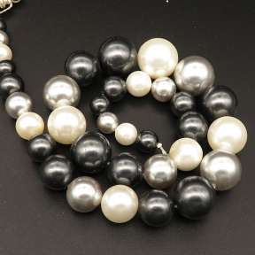 Shell Pearl Beads,Round,Sequence Beads,Dyed,Mixed color,8~16mm,Hole:1mm,about 35pcs/strsnd,about 90g/strand,5 strands/package,16"(40cm),XBSP00654aivb-L001