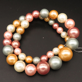 Shell Pearl Beads,Round,Sequence Beads,Dyed,Mixed color,8~16mm,Hole:1mm,about 41pcs/strsnd,about 72g/strand,5 strands/package,16"(40cm),XBSP00657aivb-L001