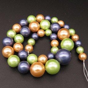 Shell Pearl Beads,Round,Sequence Beads,Dyed,Mixed color,8~16mm,Hole:1mm,about 41pcs/strsnd,about 72g/strand,5 strands/package,16"(40cm),XBSP00660aivb-L001