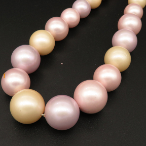 Shell Pearl Beads,Round,Sequence Beads,Dyed,Mixed color,8~16mm,Hole:1mm,about 35pcs/strsnd,about 91g/strand,5 strands/package,16"(40cm),XBSP00663aivb-L001