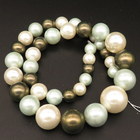 Shell Pearl Beads,Round,Sequence Beads,Dyed,Mixed color,8~16mm,Hole:1mm,about 39pcs/strsnd,about 78g/strand,5 strands/package,16"(40cm),XBSP00666aivb-L001