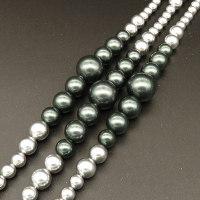 Shell Pearl Beads,Round,Sequence Beads,Dyed,Mixed color,6~14mm,Hole:1mm,about 55pcs/strsnd,about 45g/strand,5 strands/package,16"(40cm),XBSP00669aivb-L001
