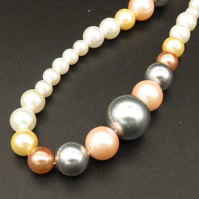 Shell Pearl Beads,Round,Sequence Beads,Dyed,Mixed color,6~14mm,Hole:1mm,about 55pcs/strsnd,about 44g/strand,5 strands/package,16"(40cm),XBSP00672aivb-L001