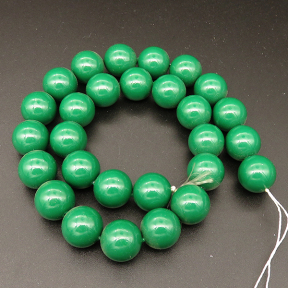 Shell Pearl Beads,Round,Dyed,Malachite green,14mm,Hole:1mm,about 27pcs/strsnd,about 110g/strand,5 strands/package,15"(38cm),XBSP00678ahlv-L001