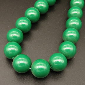 Shell Pearl Beads,Round,Dyed,Malachite green,14mm,Hole:1mm,about 27pcs/strsnd,about 110g/strand,5 strands/package,15"(38cm),XBSP00678ahlv-L001