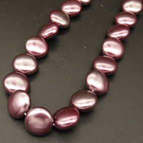 Shell Pearl Beads,Flat Round,Dyed,Dark Purple,12*6mm,Hole:1mm,about 32pcs/strsnd,about 39g/strand,5 strands/package,15"(38cm),XBSP00695hobb-L001
