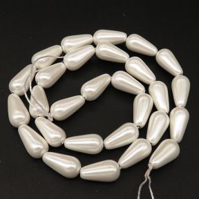Shell Pearl Beads,Drop,Dyed,White,7*14mm,Hole:1mm,about 32pcs/strsnd,about 23g/strand,5 strands/package,15"(38cm),XBSP00698hobb-L001
