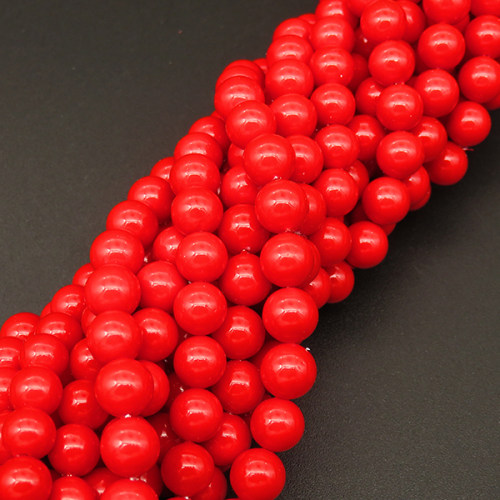 Shell Pearl Beads,Round,Dyed,Red 220,6mm,Hole:0.8mm,about 63pcs/strsnd,about 22g/strand,5 strands/package,15"(38cm),XBSP00707vbnb-L001