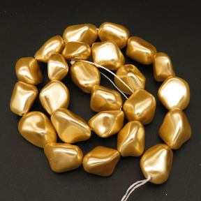 Shell Pearl Beads,Irregular shape,Dyed,Earth Yellow,14*17*12mm,Hole:1mm,about 24pcs/strsnd,about 70g/strand,5 strands/package,15"(38cm),XBSP00713hobb-L001