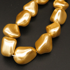 Shell Pearl Beads,Irregular shape,Dyed,Earth Yellow,14*17*12mm,Hole:1mm,about 24pcs/strsnd,about 70g/strand,5 strands/package,15"(38cm),XBSP00713hobb-L001
