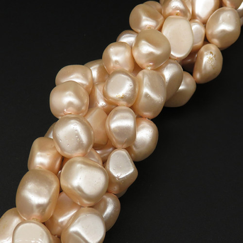 Shell Pearl Beads,Irregular shape,Dyed,Beige,10*10*15mm,Hole:1mm,about 27pcs/strsnd,about 64g/strand,5 strands/package,15"(38cm),XBSP00718hobb-L001
