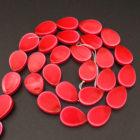 Shell Pearl Beads,Flat Drop,Dyed,Red,10*14*4mm,Hole:0.5mm,about 39pcs/strsnd,about 25g/strand,5 strands/package,16"(40cm),XBSP00725hobb-L001