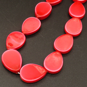 Shell Pearl Beads,Flat Drop,Dyed,Red,10*14*4mm,Hole:0.5mm,about 39pcs/strsnd,about 25g/strand,5 strands/package,16"(40cm),XBSP00725hobb-L001