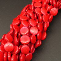 Shell Pearl Beads,Flat Round,Dyed,Red,8*3mm,Hole:0.5mm,about 51pcs/strsnd,about 18g/strand,5 strands/package,16"(40cm),XBSP00730hobb-L001
