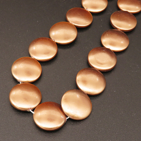 Shell Pearl Beads,Flat Round,Dyed,Champagne,14*3mm,Hole:0.5mm,about 29pcs/strsnd,about 27g/strand,5 strands/package,16"(40cm),XBSP00737hobb-L001